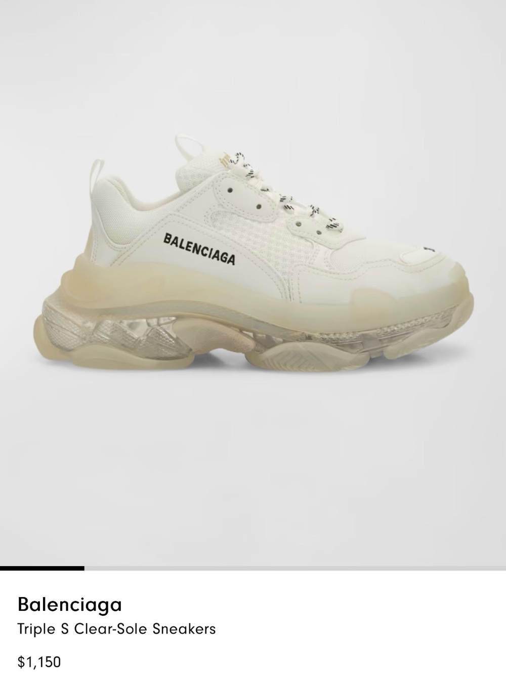 Balenciaga Triple S Chunky Sneaker in White with Beige-Tinted Sole